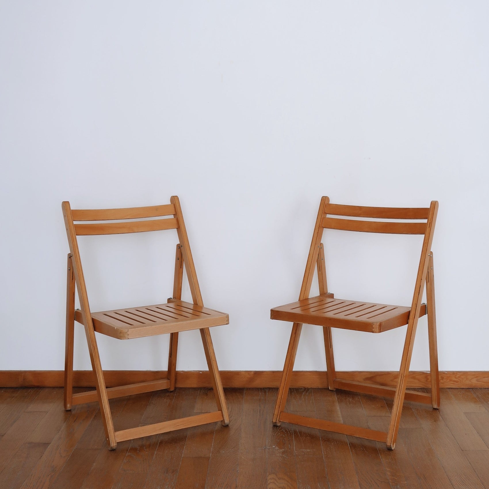 paire 2 chaises pliante pliable vintage bois scandinave ancien assise appoint terasse