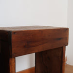paire 2 foncé table chevet bout canapé appoint porte plante tabouret traite ferme bois brut ancien patine vintage rustique