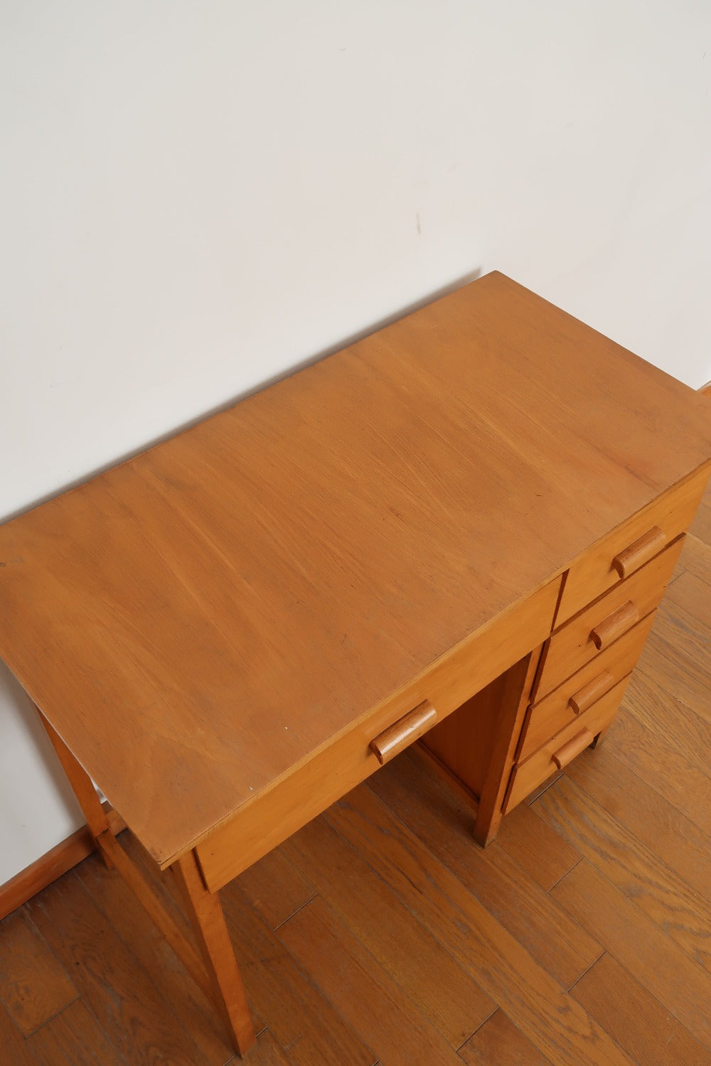 petit bureau vintage retro bois clair années 50 ancien