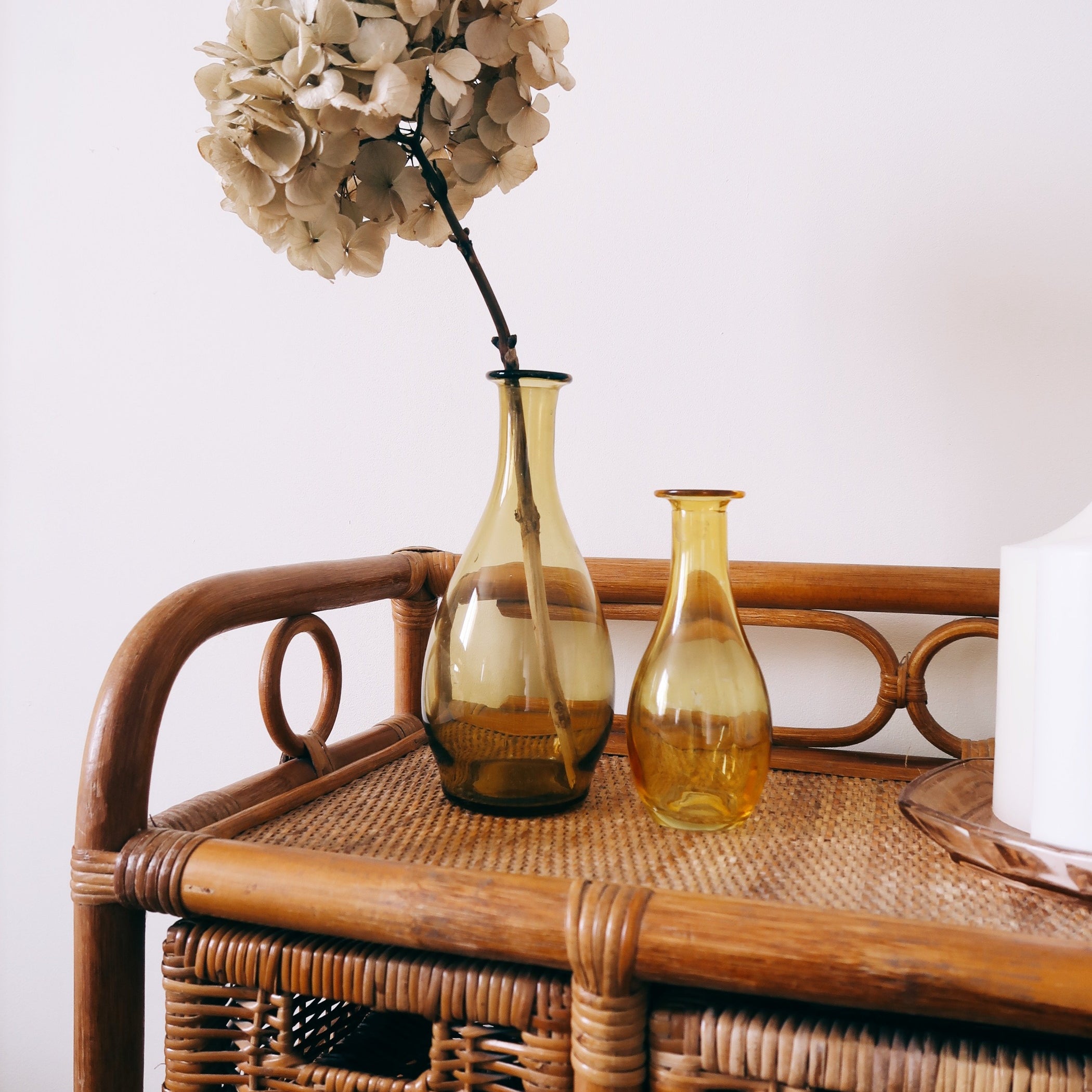 soliflore vase verre vintage jaune