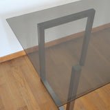 table à manger roche bobois verre fumé space age design chrome pietement métal vintage moderniste
