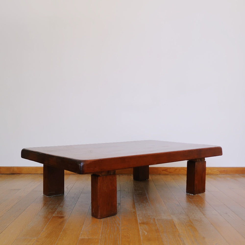 table basse bois massif teck chêne vintage scandinave brutaliste charlotte perriand maison regain pierre chapo