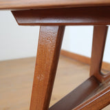 table basse bois teck verre scandinave danois vintage pieds compas fuselé 