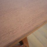 table basse bois teck verre scandinave danois vintage pieds compas fuselé 