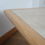 table basse bois travertin scandinave vintage