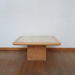 table basse bois travertin scandinave vintage