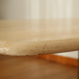table basse travertin pieds chrome vintage moderniste