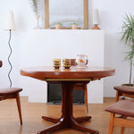 table ronde baumann vintage extensible rallonge teck années 70 