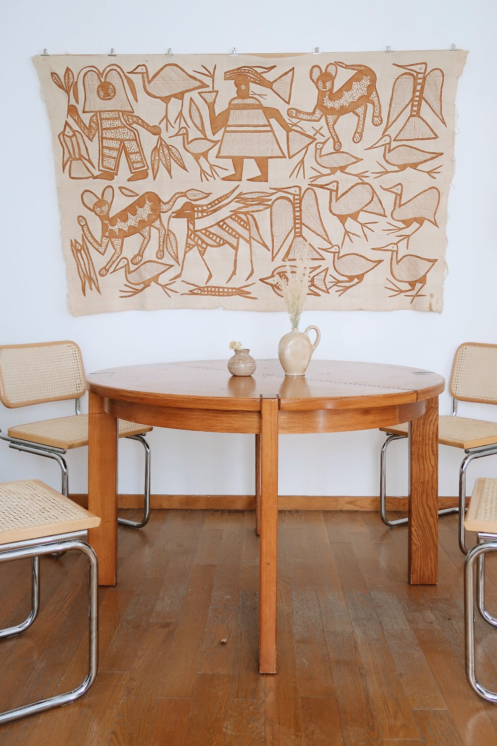 table ronde à manger rallonge extensible maison regain orme massif charlotte perriand pierre chapo vintage brutaliste bois roche bobois