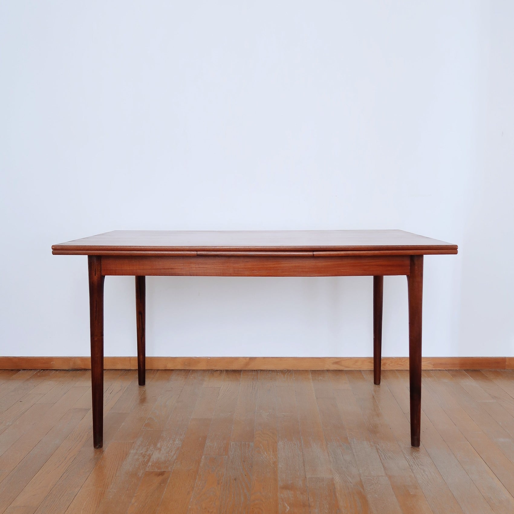 table scandinave extensible rallonges plateau teck vintage bois 6 places 8
